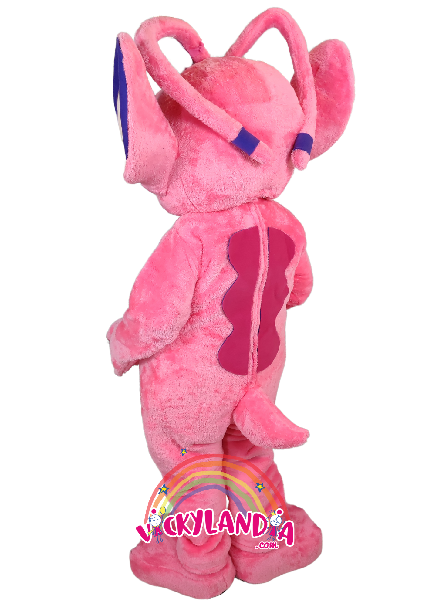 Disfraz de Extraterrestre Peluda Rosa angel, ideal como muñeco cabezudo y mascota publicitaria. ¡Perfecto para eventos, ferias y promociones! Disponible en Vickylandia.