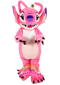 Disfraz de Extraterrestre Peluda Rosa angel, ideal como muñeco cabezudo y mascota publicitaria. ¡Perfecto para eventos, ferias y promociones! Disponible en Vickylandia.
