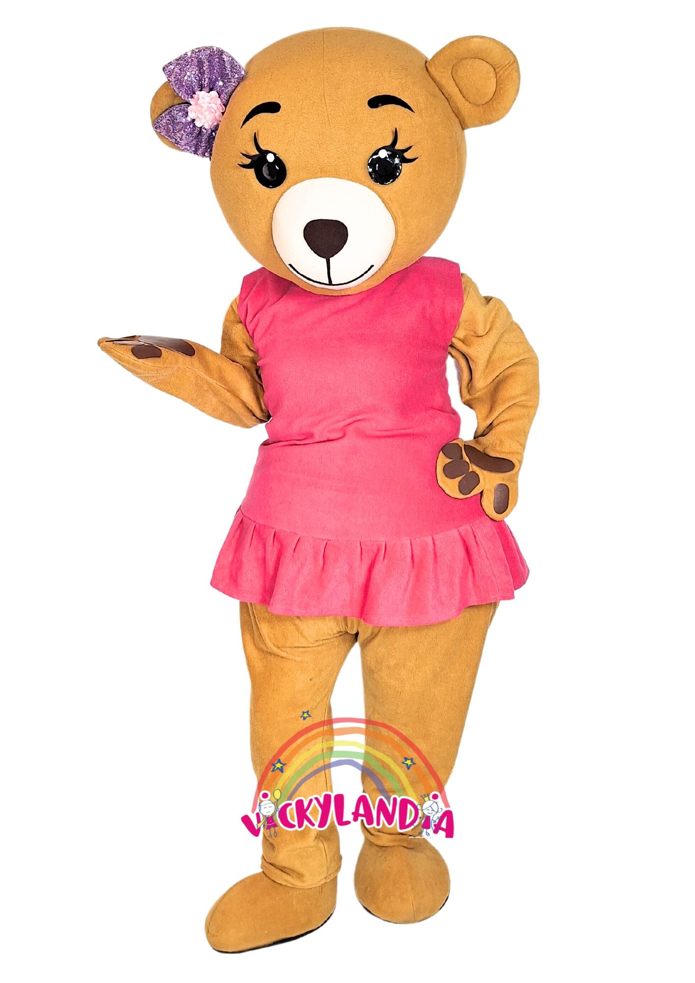Descubre la magia de nuestro muñeco publicitario de Osa Feliz en Vickylandia. Son disfraces cabezones perfectos para fiestas infantiles, shows, cumpleaños, estrategias publicitarias, carnavales, fiestas patronales, espectáculos, cabalgatas y cualquier tipo de evento