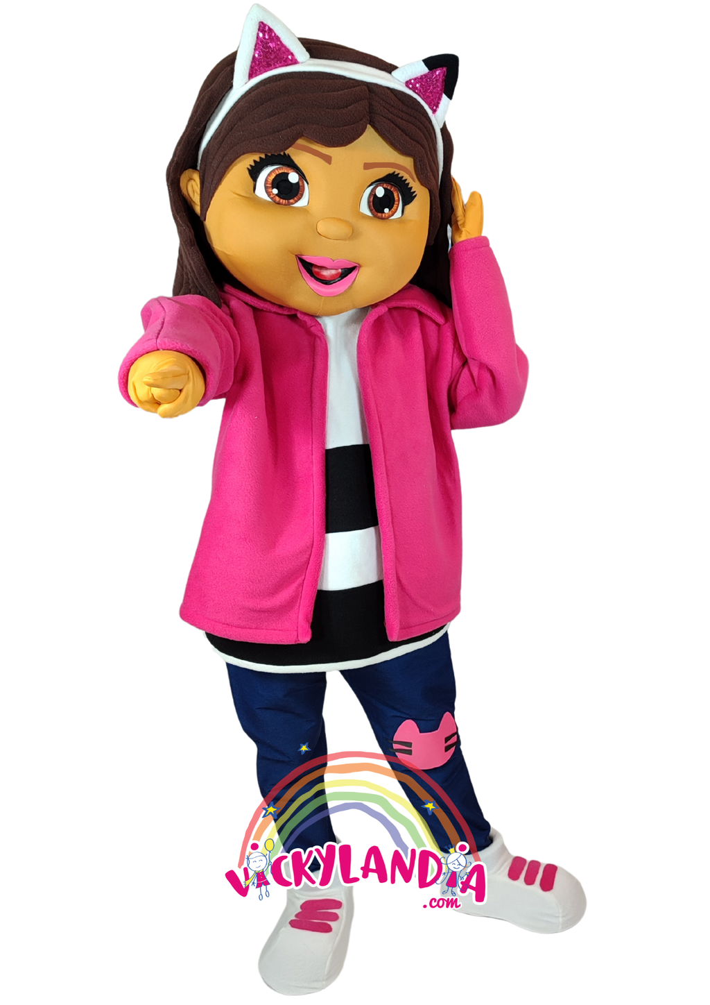 Descubre la magia de nuestro muñeco publicitario de Niña Gatuna en Vickylandia. Son disfraces cabezones perfectos para fiestas infantiles, shows, cumpleaños, estrategias publicitarias, carnavales, fiestas patronales, espectáculos, cabalgatas y cualquier tipo de evento.