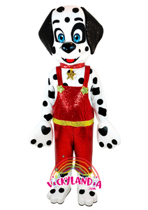 Con su peto rojo de lentejuelas y ojazos azules, Dalmi Star es pura energía y encanto. Perfecto para animaciones infantiles, eventos temáticos y promociones que buscan destacar con estilo y simpatía. Perro dálmata