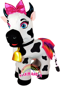 🐄 Disfraz de Vaca MuuMoo de 4 patas. Ideal como muñeco cabezudo y mascota publicitaria. ¡Haz que tu marca brille con Vickylandia!