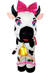 🐄 Disfraz de Vaca MuuMoo de 4 patas. Ideal como muñeco cabezudo y mascota publicitaria. ¡Haz que tu marca brille con Vickylandia!