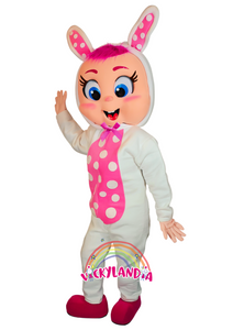 Descubre la magia de nuestro muñeco publicitario de Bebé Conejita Llorón en Vickylandia. Son disfraces cabezones perfectos para fiestas infantiles, shows, cumpleaños, estrategias publicitarias, espectáculos, cabalgatas y cualquier tipo de evento.