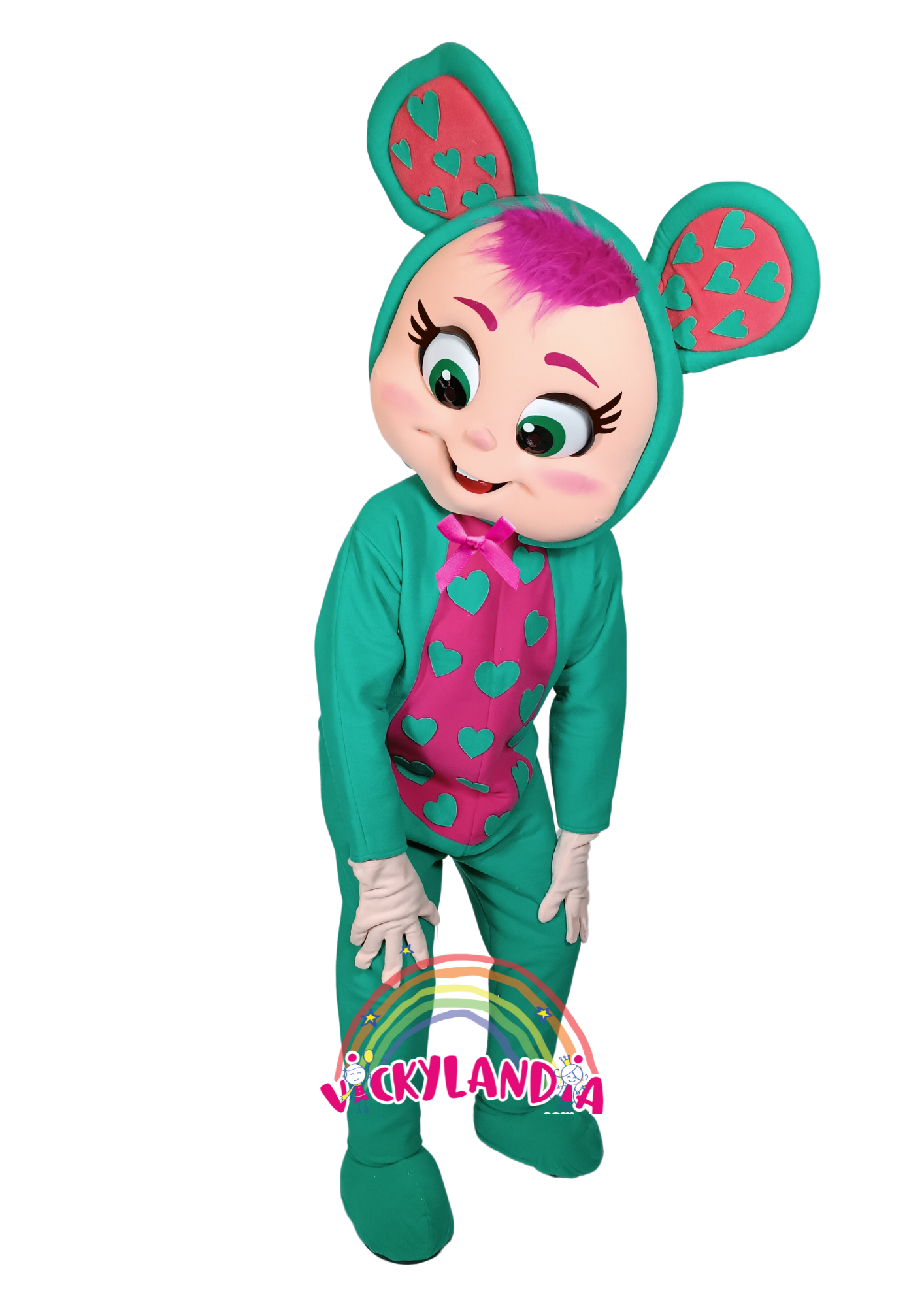 Descubre la magia de nuestro muñeco publicitario de Bebé Ratoncita Llorón en Vickylandia. Son disfraces cabezones perfectos para fiestas infantiles, shows, cumpleaños, estrategias publicitarias, espectáculos, cabalgatas y cualquier tipo de evento.