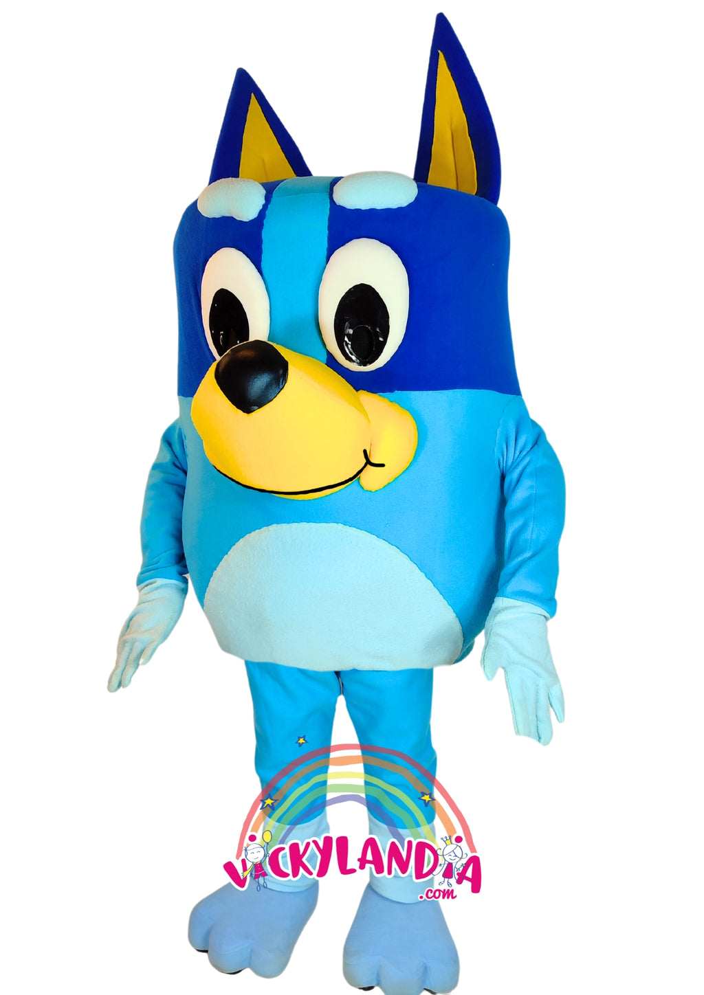 Descubre la magia de nuestro muñeco publicitario de Cachorra Azul en Vickylandia. Son disfraces cabezones perfectos para fiestas infantiles, shows, cumpleaños, estrategias publicitarias, carnavales, fiestas patronales, espectáculos, cabalgatas y cualquier tipo de evento