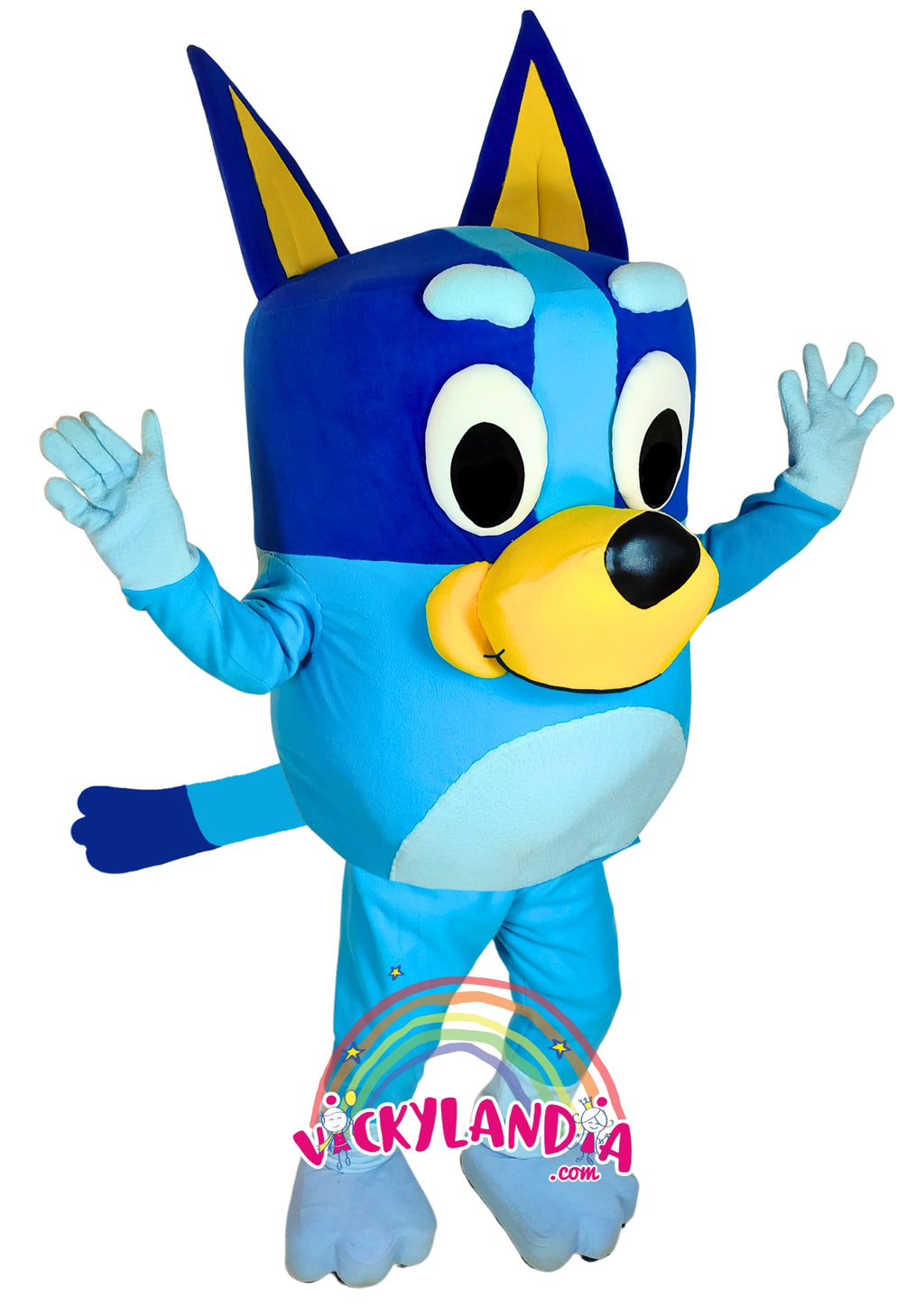Descubre la magia de nuestro muñeco publicitario de Cachorra Azul en Vickylandia. Son disfraces cabezones perfectos para fiestas infantiles, shows, cumpleaños, estrategias publicitarias, carnavales, fiestas patronales, espectáculos, cabalgatas y cualquier tipo de evento