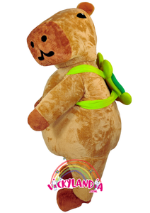 Disfraz de capibara, ideal como muñeco cabezudo y mascota publicitaria. ¡Perfecto para eventos, ferias y promociones! Disponible en Vickylandia.