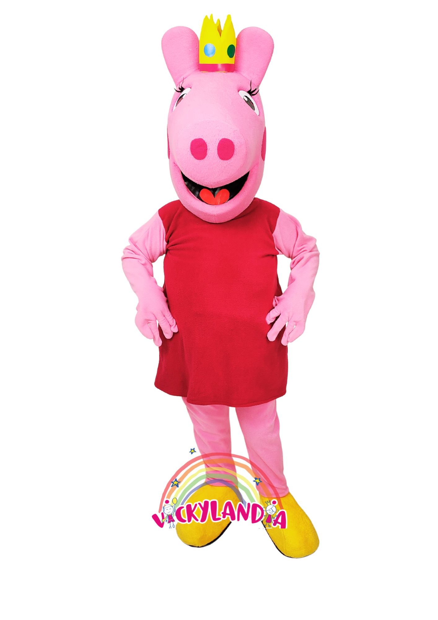 Descubre la magia de nuestro muñeco publicitario de Cerdita en Vickylandia. Son disfraces cabezones perfectos para fiestas infantiles, shows, cumpleaños, estrategias publicitarias, carnavales, fiestas patronales, espectáculos, cabalgatas y cualquier tipo de evento