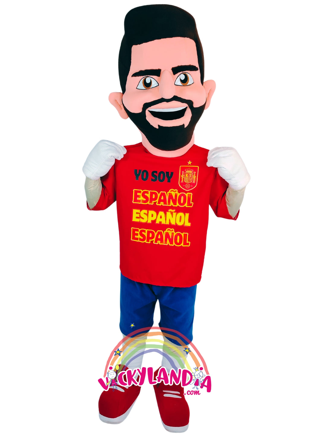 Descubre la magia de nuestro muñeco publicitario de Futbolista Español en Vickylandia. Son disfraces cabezones perfectos para fiestas infantiles, shows, cumpleaños, estrategias publicitarias, carnavales, fiestas patronales, espectáculos, cabalgatas y cualquier tipo de evento.