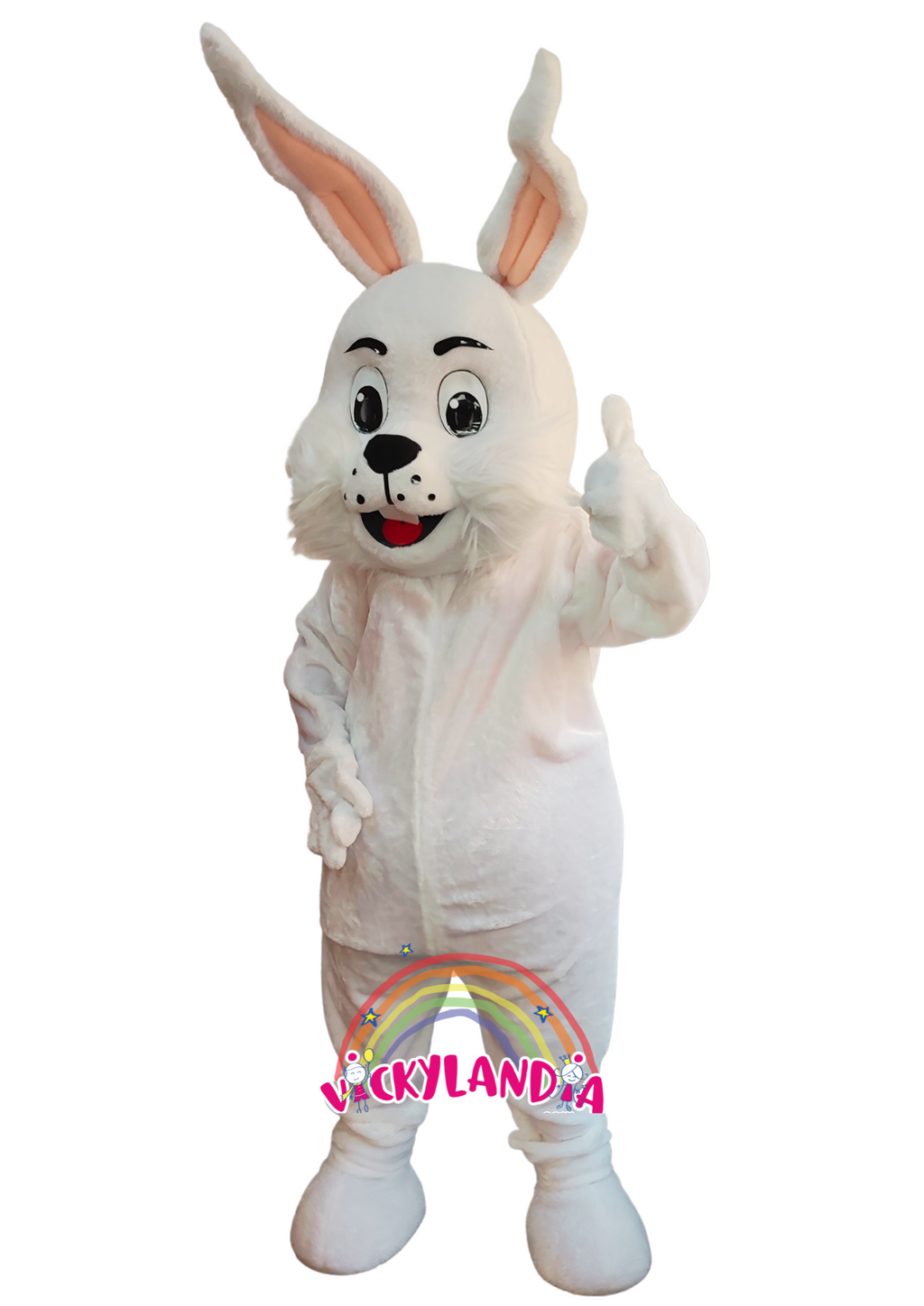 Descubre la magia de nuestro muñeco publicitario de Conejo Blanco en Vickylandia. Son disfraces cabezones perfectos para fiestas infantiles, shows, cumpleaños, estrategias publicitarias, carnavales, fiestas patronales, espectáculos, cabalgatas y cualquier tipo de evento.