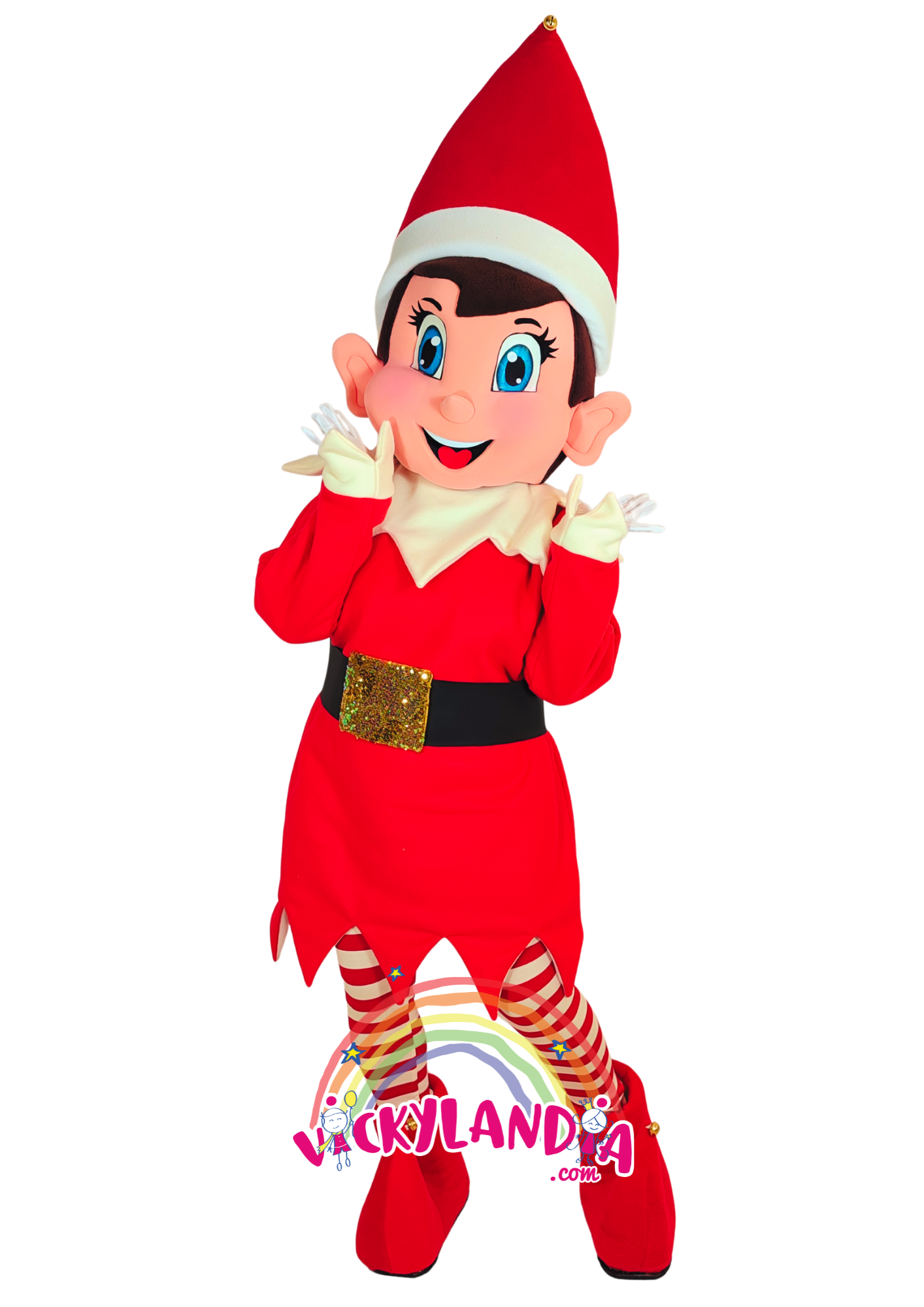 Gorro rojo puntiagudo, camisón festivo con cinturón negro, zapatos mágicos y medias rayadas. Duende Navideño es ideal para animaciones infantiles, fiestas temáticas y promociones que buscan ternura, color y conexión con el público. Su estilo alegre y actitud juguetona lo convierten en la estrella de cualquier celebración invernal.