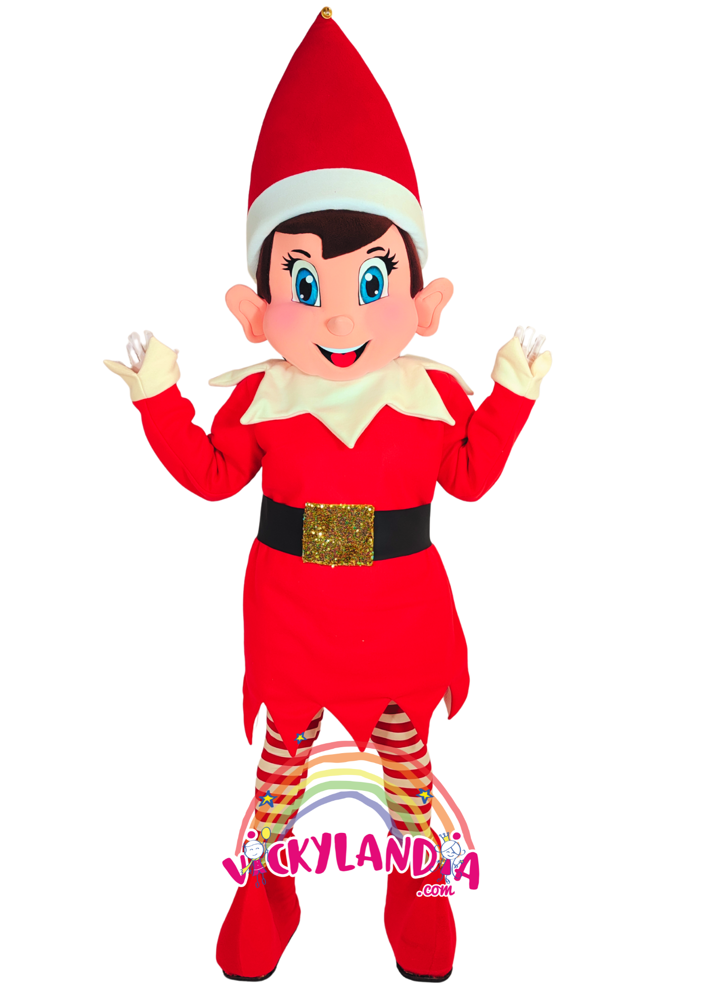 Gorro rojo puntiagudo, camisón festivo con cinturón negro, zapatos mágicos y medias rayadas. Duende Navideño es ideal para animaciones infantiles, fiestas temáticas y promociones que buscan ternura, color y conexión con el público. Su estilo alegre y actitud juguetona lo convierten en la estrella de cualquier celebración invernal.