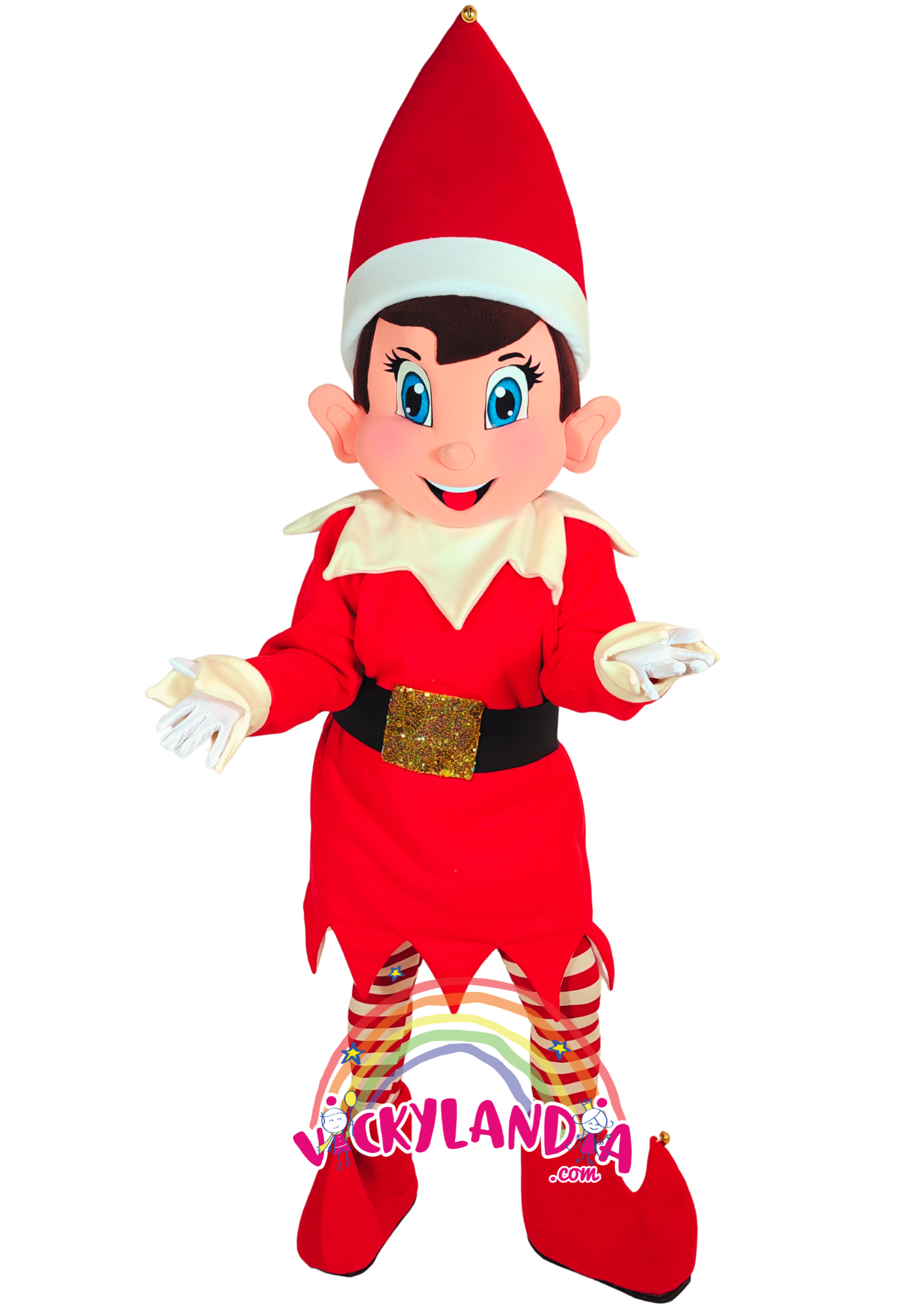 Gorro rojo puntiagudo, camisón festivo con cinturón negro, zapatos mágicos y medias rayadas. Duende Navideño es ideal para animaciones infantiles, fiestas temáticas y promociones que buscan ternura, color y conexión con el público. Su estilo alegre y actitud juguetona lo convierten en la estrella de cualquier celebración invernal.