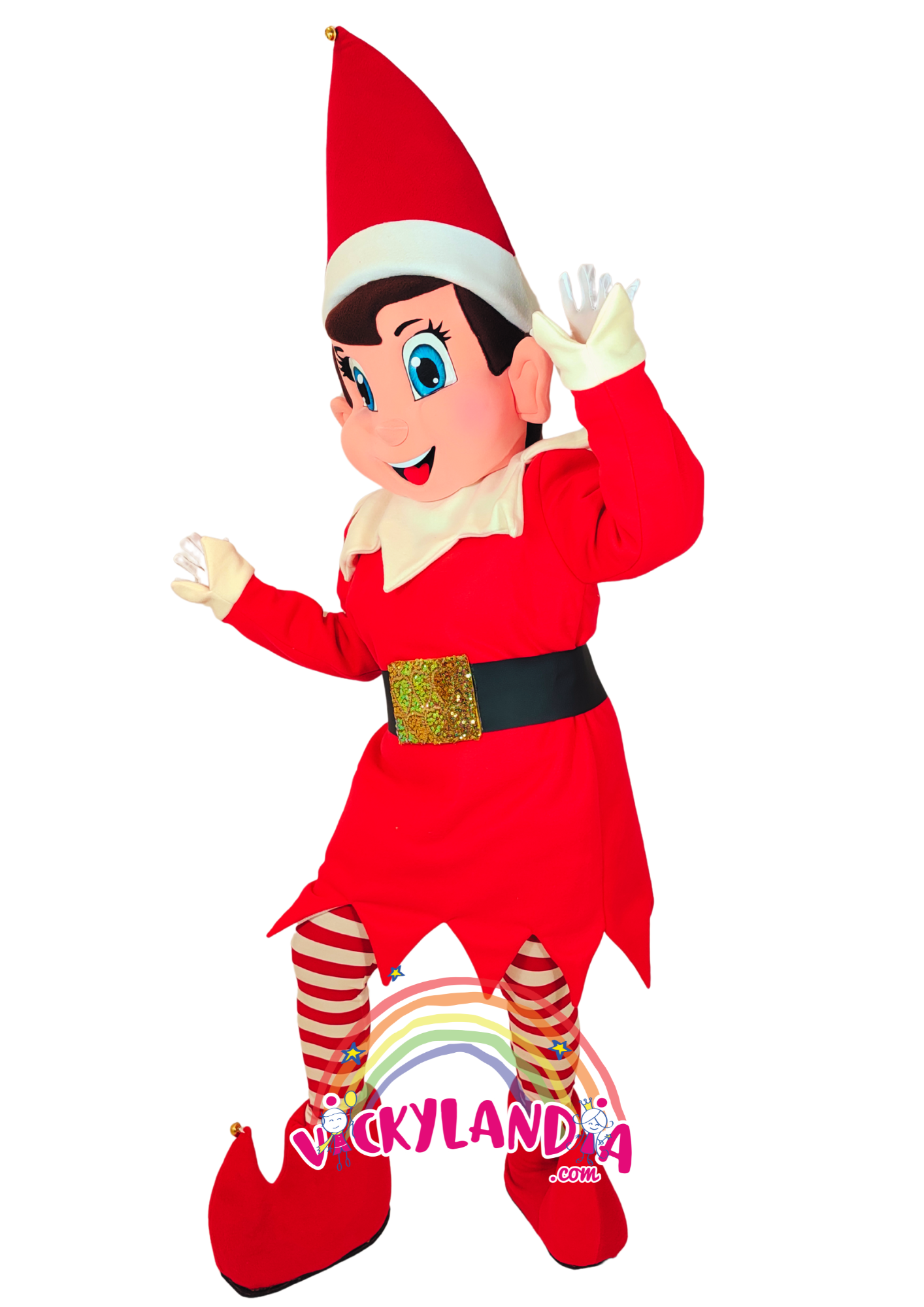 Gorro rojo puntiagudo, camisón festivo con cinturón negro, zapatos mágicos y medias rayadas. Duende Navideño es ideal para animaciones infantiles, fiestas temáticas y promociones que buscan ternura, color y conexión con el público. Su estilo alegre y actitud juguetona lo convierten en la estrella de cualquier celebración invernal.
