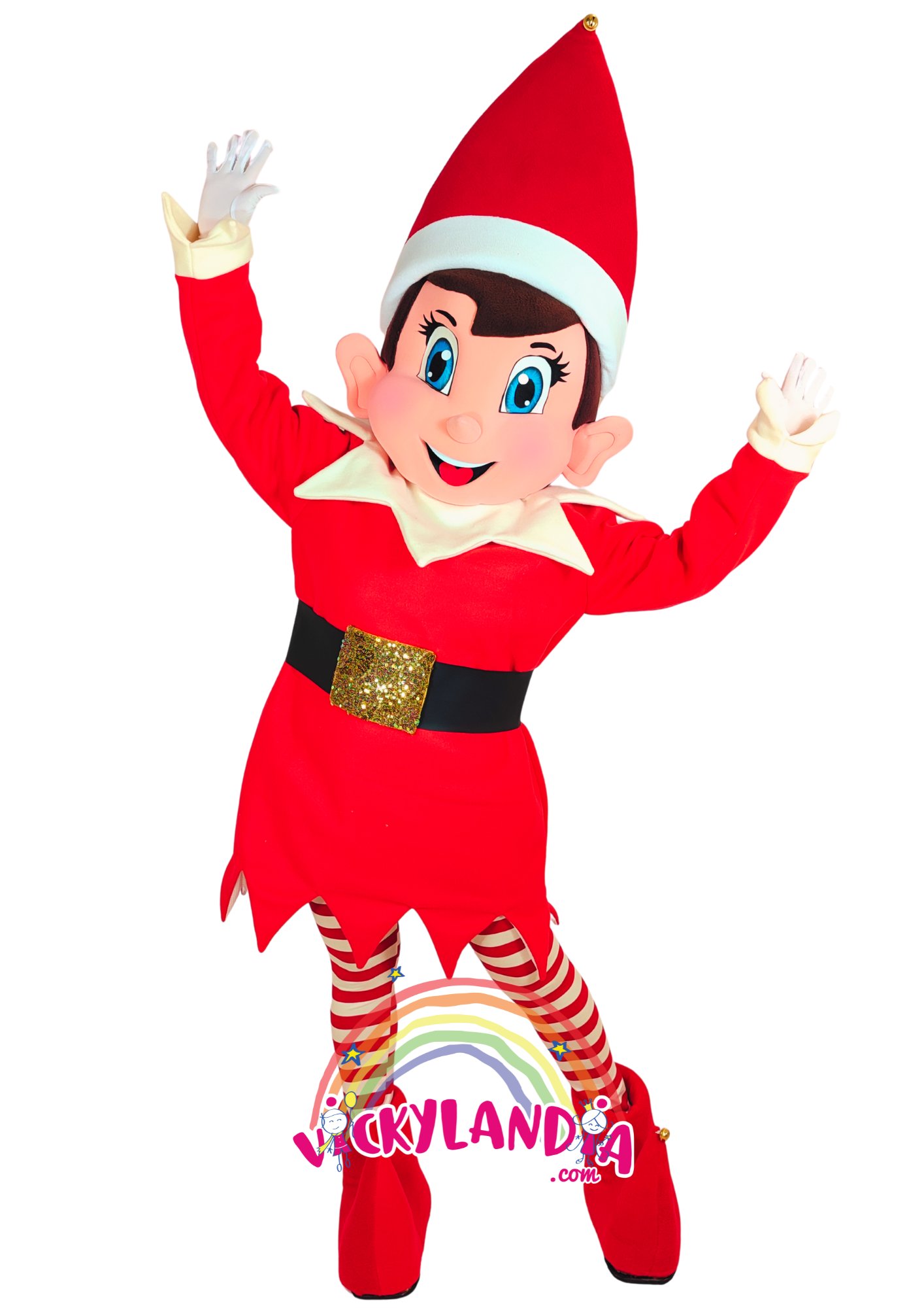 Gorro rojo puntiagudo, camisón festivo con cinturón negro, zapatos mágicos y medias rayadas. Duende Navideño es ideal para animaciones infantiles, fiestas temáticas y promociones que buscan ternura, color y conexión con el público. Su estilo alegre y actitud juguetona lo convierten en la estrella de cualquier celebración invernal.