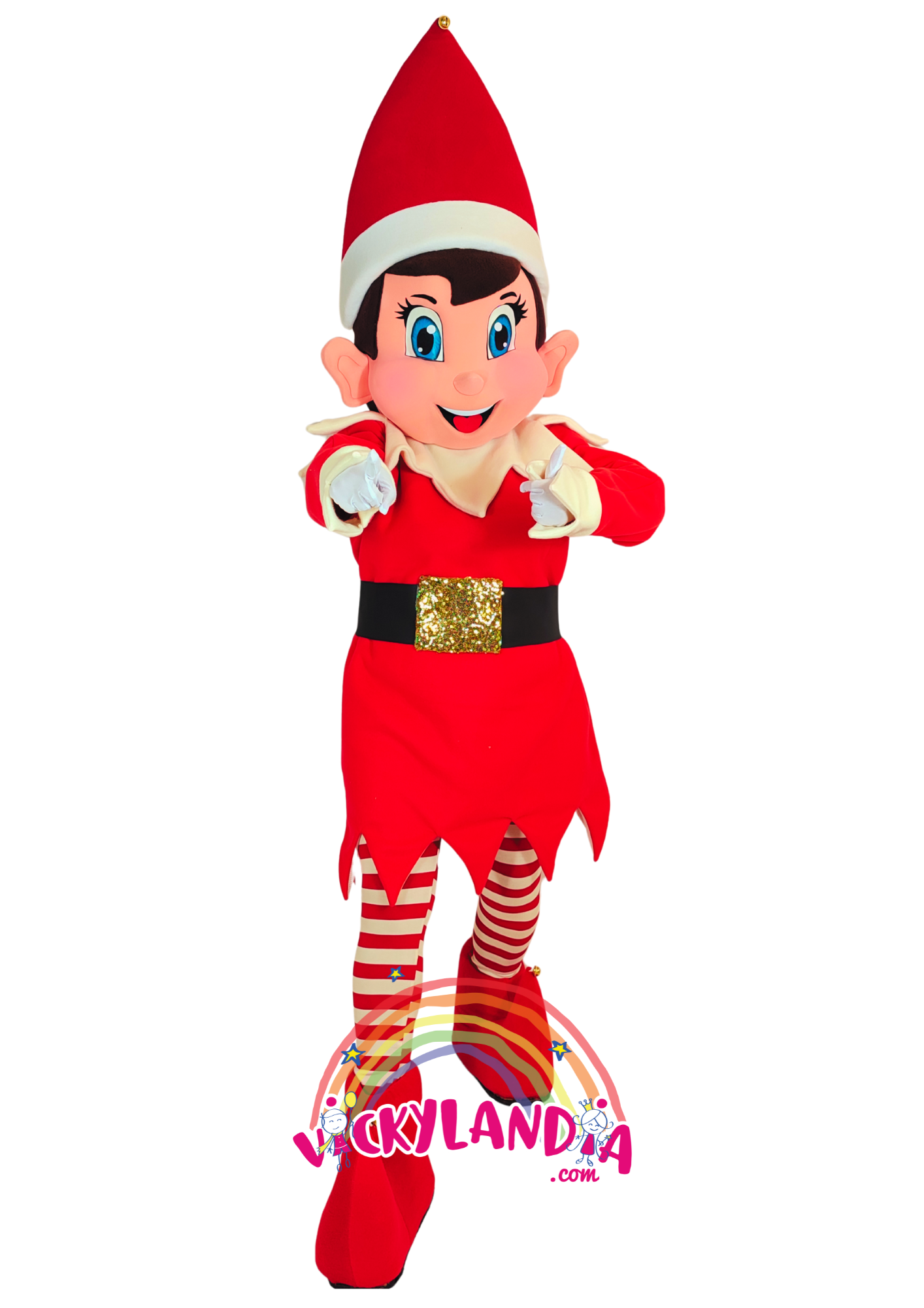 Gorro rojo puntiagudo, camisón festivo con cinturón negro, zapatos mágicos y medias rayadas. Duende Navideño es ideal para animaciones infantiles, fiestas temáticas y promociones que buscan ternura, color y conexión con el público. Su estilo alegre y actitud juguetona lo convierten en la estrella de cualquier celebración invernal.