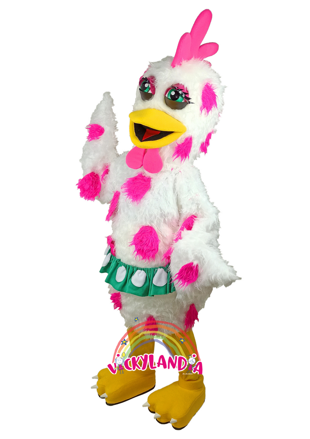 Descubre la magia de nuestro muñeco publicitario de Gallina Pintoresca en Vickylandia. Son disfraces cabezones perfectos para fiestas infantiles, shows, cumpleaños, estrategias publicitarias, carnavales, fiestas patronales, espectáculos, cabalgatas y cualquier tipo de evento