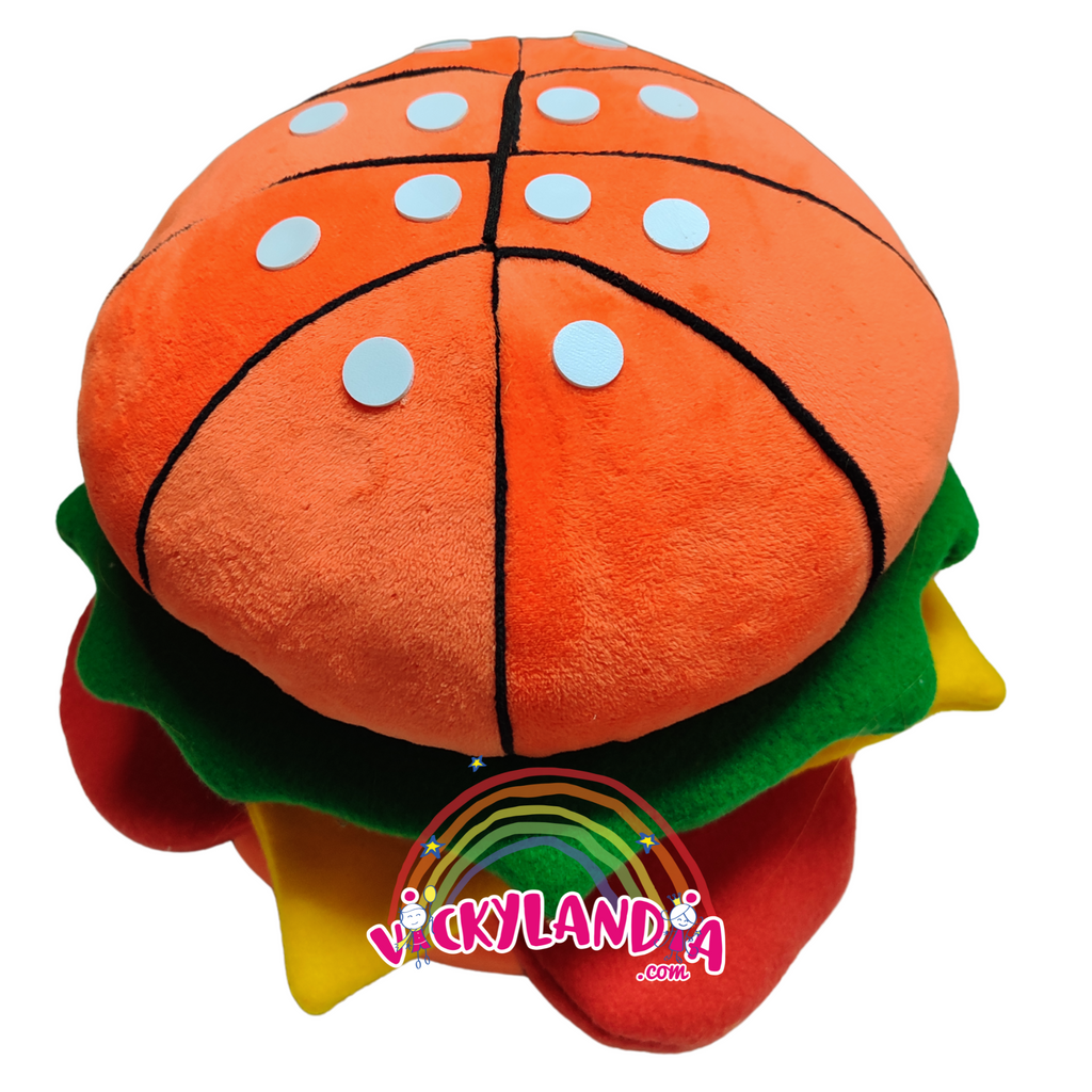 Hamburguesa de espuma gigante para disfraces y cosplay. Realista, cómoda y ligera, perfecta para animaciones, teatro y eventos temáticos