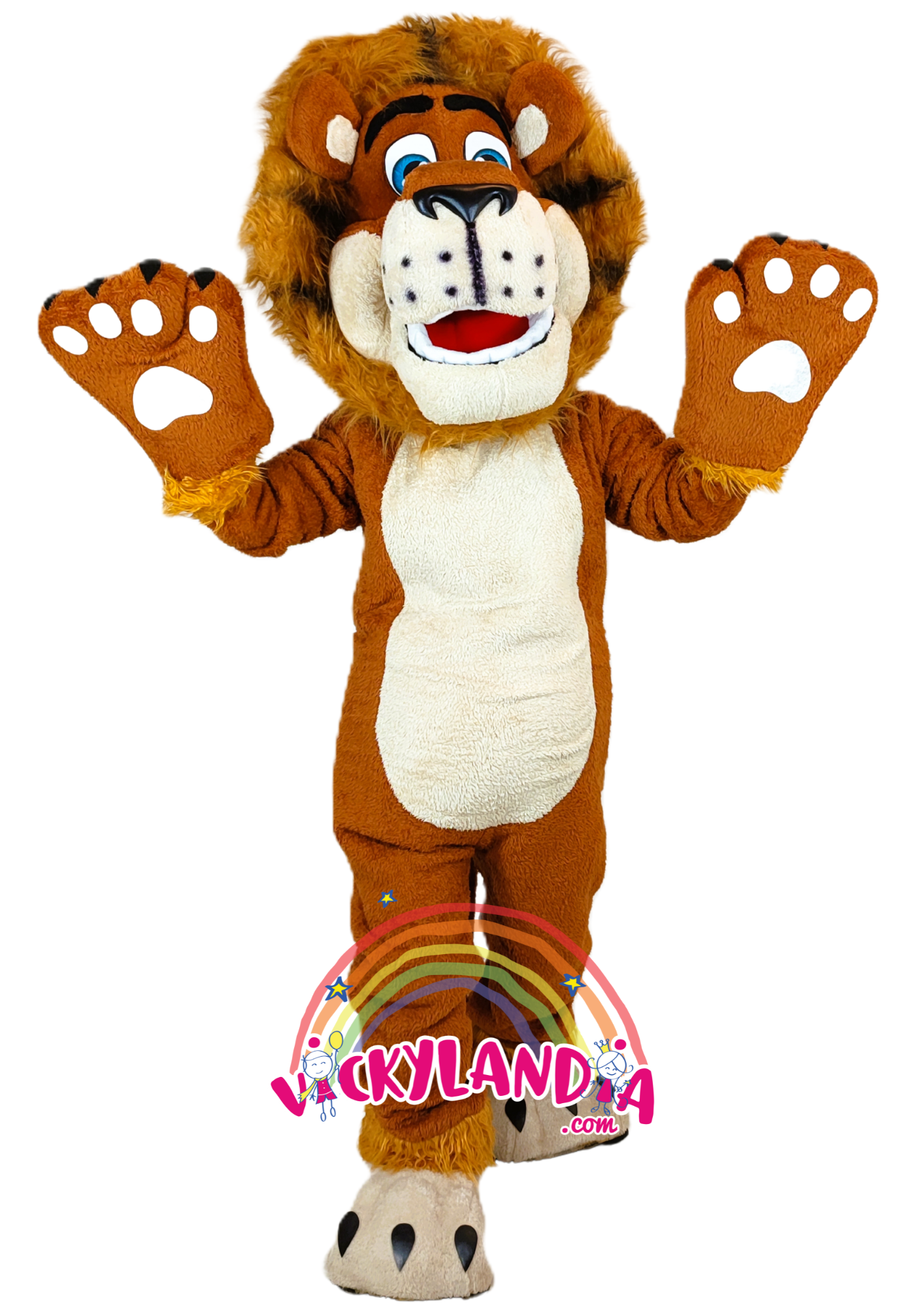 Melena brillante, ojos azules y actitud de rey. Rey de la Selva es ideal para animaciones infantiles, eventos temáticos y promociones que buscan fuerza, ternura y presencia visual.