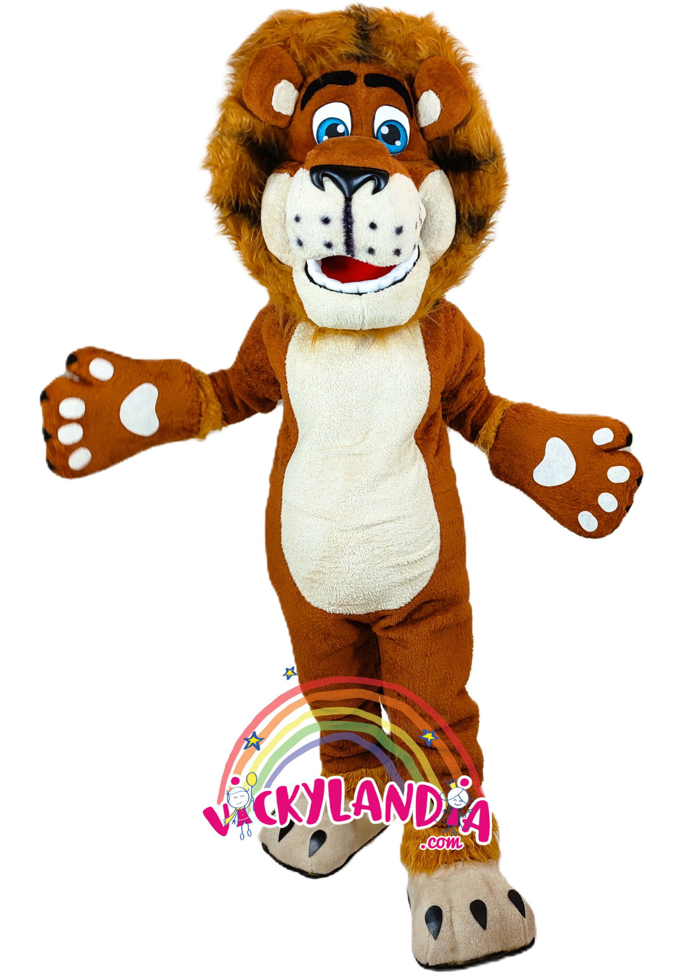 Melena brillante, ojos azules y actitud de rey. Rey de la Selva es ideal para animaciones infantiles, eventos temáticos y promociones que buscan fuerza, ternura y presencia visual.