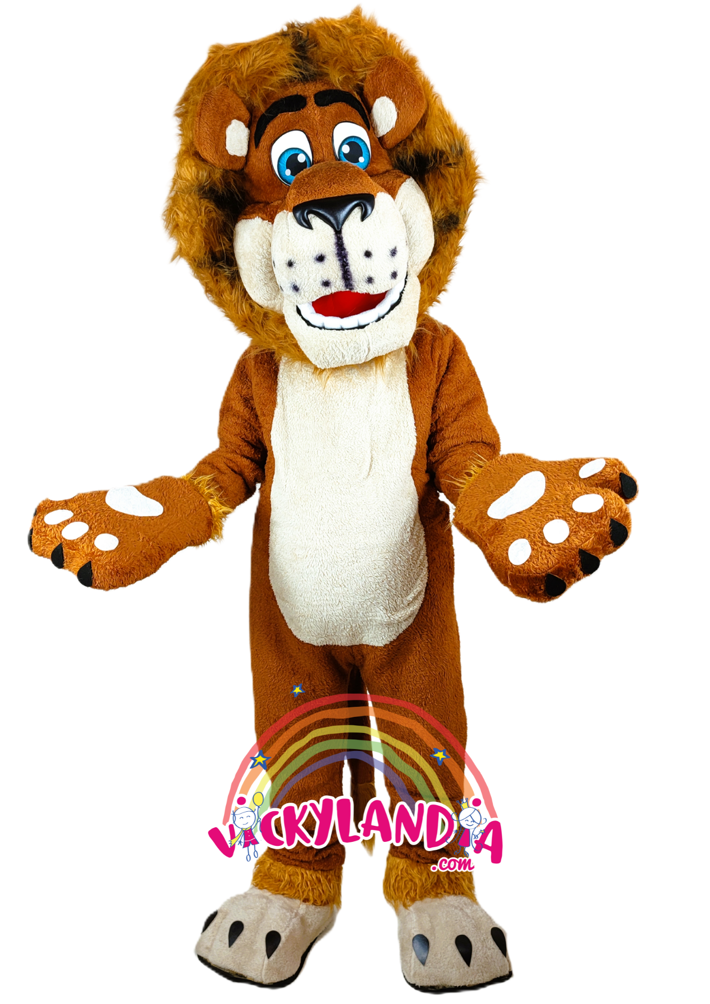 Melena brillante, ojos azules y actitud de rey. Rey de la Selva es ideal para animaciones infantiles, eventos temáticos y promociones que buscan fuerza, ternura y presencia visual.