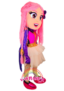 👗💖 Disfraz de Muñeca Lupin con expresión amigable y colores vibrantes. Ideal como muñeco cabezudo y mascota publicitaria. ¡Los niños la adoran!"