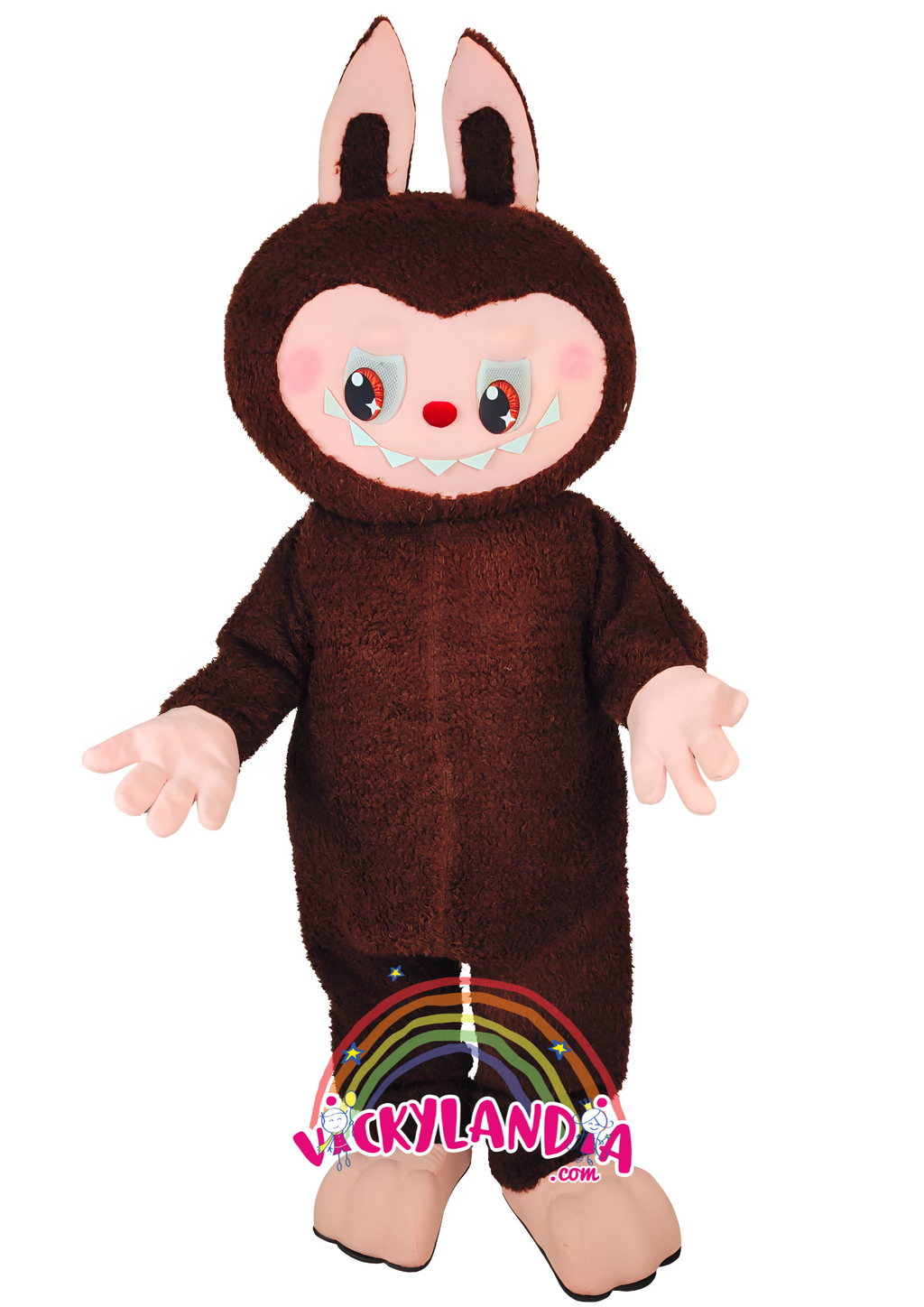 Orejas puntiagudas, mirada traviesa y pelaje adorable. Bubu Marrón es el cabezón ideal para animaciones infantiles, promociones y eventos con encanto.