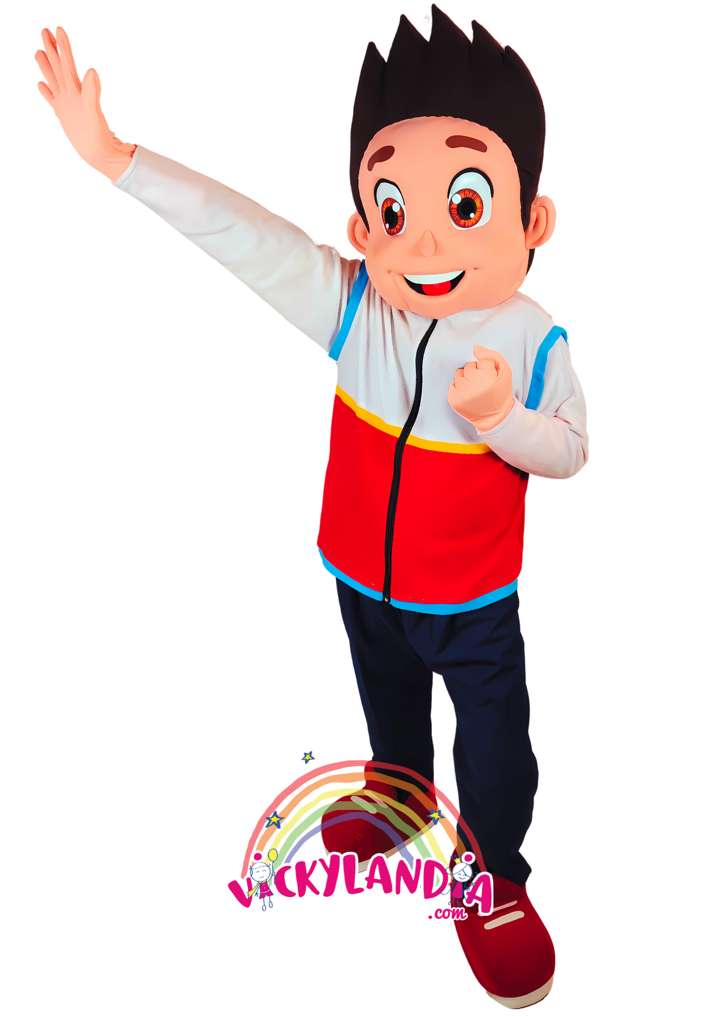 Disfraz de Niño Lider, ideal como muñeco cabezudo y mascota publicitaria. ¡Perfecto para eventos, ferias y promociones! Disponible en Vickylandia.