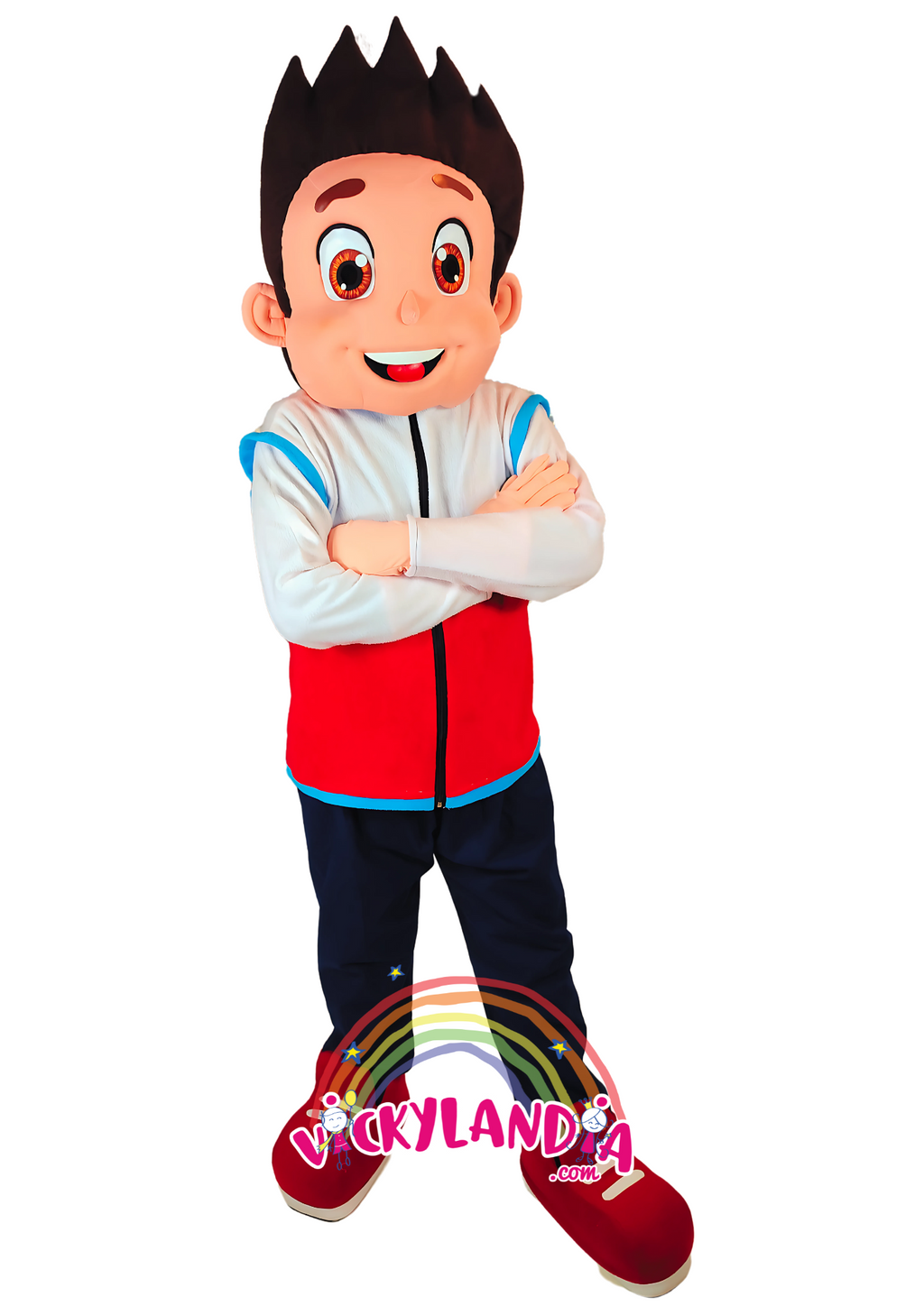 Disfraz de Niño Lider, ideal como muñeco cabezudo y mascota publicitaria. ¡Perfecto para eventos, ferias y promociones! Disponible en Vickylandia.