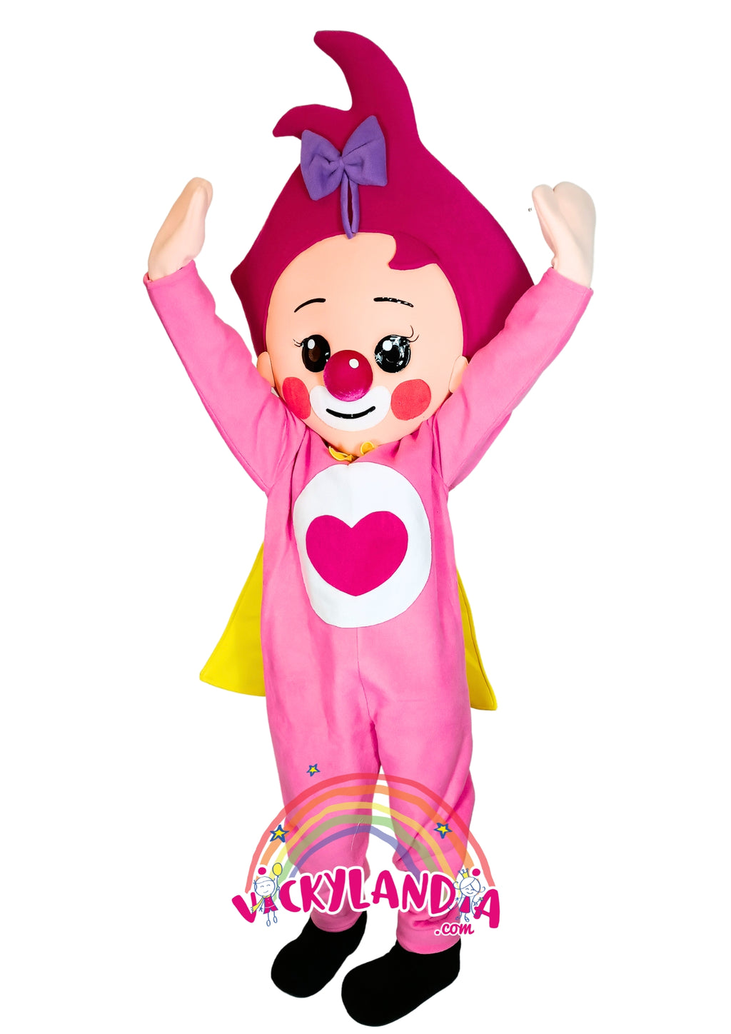 Descubre la magia de nuestro muñeco publicitario de Niña Payasa Heroína en Vickylandia. Son disfraces cabezones perfectos para fiestas infantiles, shows, cumpleaños, estrategias publicitarias, carnavales, fiestas patronales, espectáculos, cabalgatas y cualquier tipo de evento.
