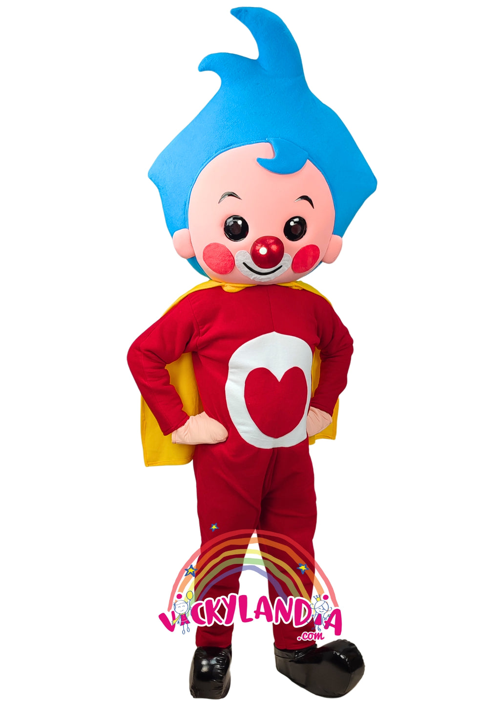 Descubre la magia de nuestro muñeco publicitario de Niño Payaso Héroe en Vickylandia. Son disfraces cabezones perfectos para fiestas infantiles, shows, cumpleaños, estrategias publicitarias, espectáculos, cabalgatas y cualquier tipo de evento.