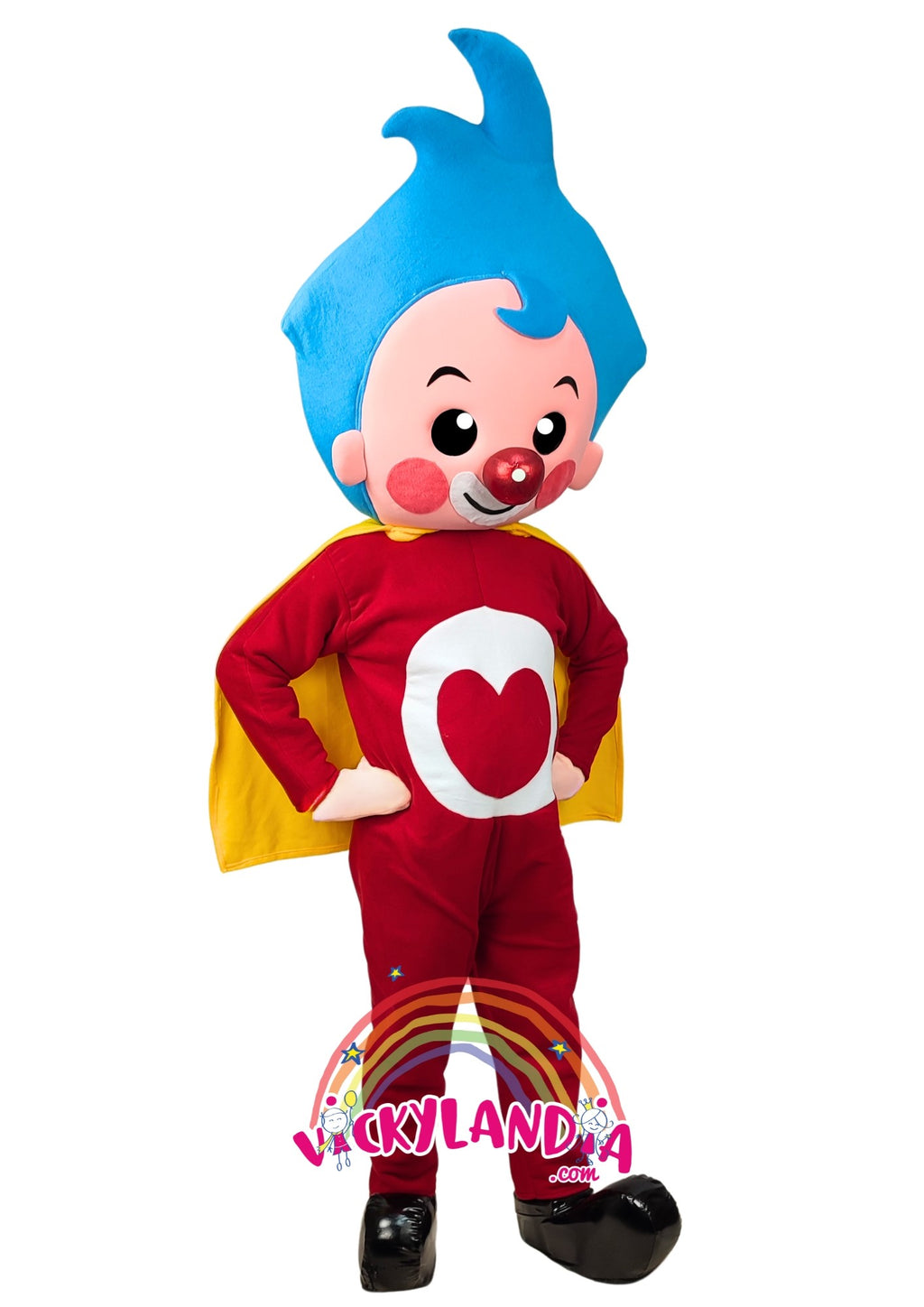 Descubre la magia de nuestro muñeco publicitario de Niño Payaso Héroe en Vickylandia. Son disfraces cabezones perfectos para fiestas infantiles, shows, cumpleaños, estrategias publicitarias, espectáculos, cabalgatas y cualquier tipo de evento.