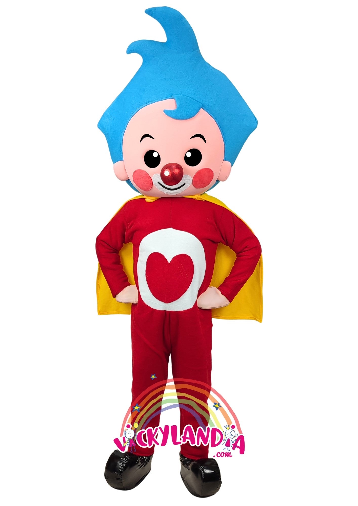 Descubre la magia de nuestro muñeco publicitario de Niño Payaso Héroe en Vickylandia. Son disfraces cabezones perfectos para fiestas infantiles, shows, cumpleaños, estrategias publicitarias, espectáculos, cabalgatas y cualquier tipo de evento.