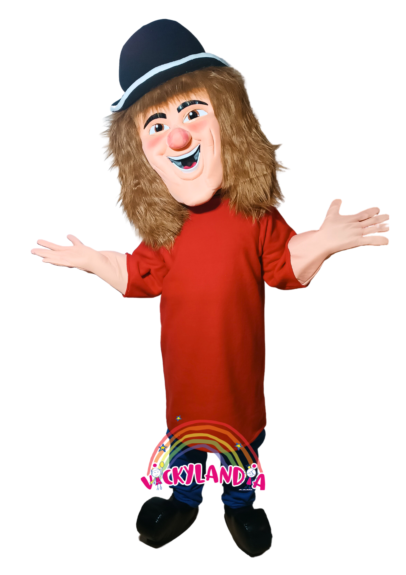 Descubre la magia de nuestro muñeco publicitario de Payaso TV Sombrero Negro en Vickylandia. Son disfraces cabezones perfectos para fiestas infantiles, shows, cumpleaños, estrategias publicitarias, carnavales, fiestas patronales, espectáculos, cabalgatas y cualquier tipo de evento