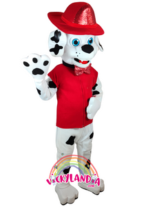Personaje rojo con acabado brillante, ideal como muñeco cabezudo y mascota publicitaria. Diseño llamativo para eventos infantiles y promociones.