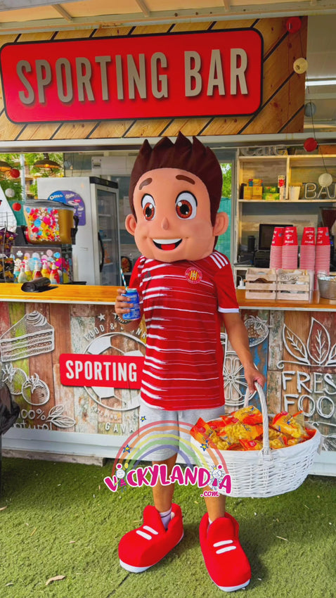 Disfraz de Niño Aventurero ideal como muñeco cabezudo y mascota publicitaria. ¡Perfecto para eventos, ferias y promociones! Disponible en Vickylandia.