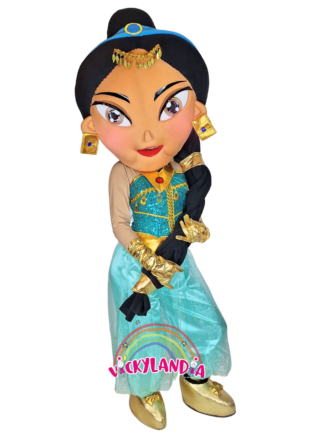 Descubre la magia de nuestro muñeco publicitario de Princesa Aventurera en Vickylandia. Son disfraces cabezones perfectos para fiestas infantiles, shows, cumpleaños, estrategias publicitarias, carnavales, fiestas patronales, espectáculos, cabalgatas y cualquier tipo de evento