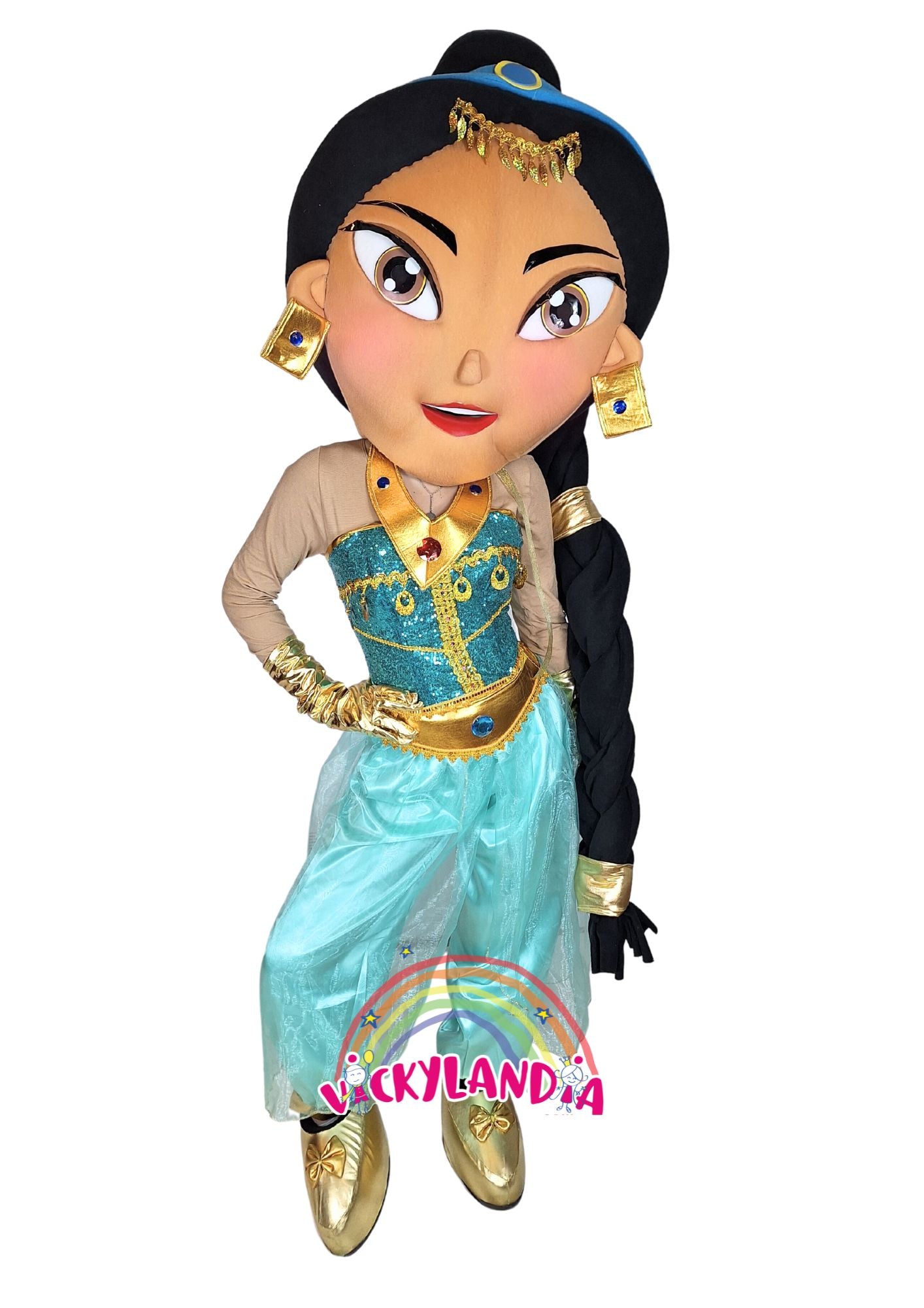 Descubre la magia de nuestro muñeco publicitario de Princesa Aventurera en Vickylandia. Son disfraces cabezones perfectos para fiestas infantiles, shows, cumpleaños, estrategias publicitarias, carnavales, fiestas patronales, espectáculos, cabalgatas y cualquier tipo de evento