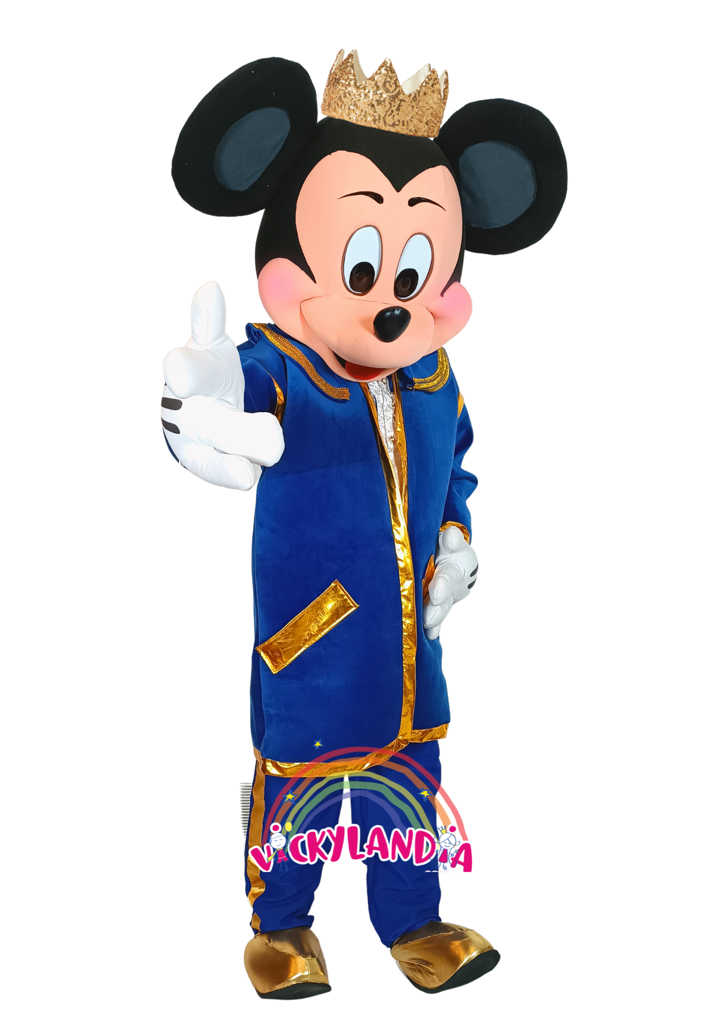 ratón rey disfraz muñeco cabezon cabezudo botarga mascota publicitaria Peluches personalizados Merchandising corporativos personalizados Fabricante vickylandia