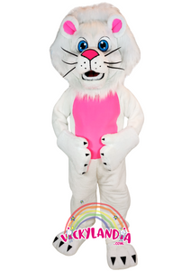 Con melena blanca, ojos azules y barriga rosa, Magnolio el León es la mascota perfecta para animaciones infantiles, eventos temáticos y promociones que buscan impacto visual y ternura.  ¡Un personaje que convierte cada momento en algo inolvidable!