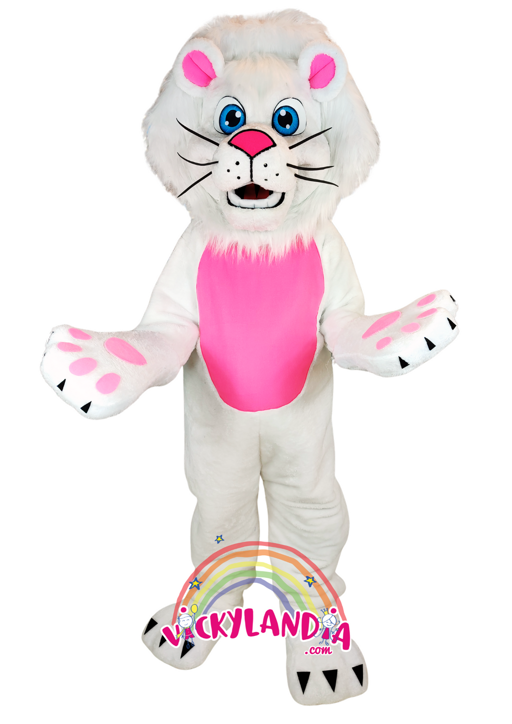 Con melena blanca, ojos azules y barriga rosa, Magnolio el León es la mascota perfecta para animaciones infantiles, eventos temáticos y promociones que buscan impacto visual y ternura.  ¡Un personaje que convierte cada momento en algo inolvidable!