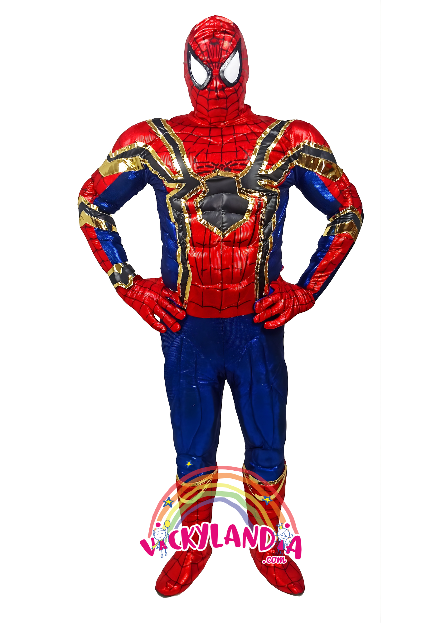 Mirada heroica y actitud imparable. Héroe Arácnido Glamuroso es ideal para animaciones infantiles, fiestas temáticas y promociones que buscan estilo, acción y conexión con el público. Su traje brillante lo convierte en el centro de todas las miradas.