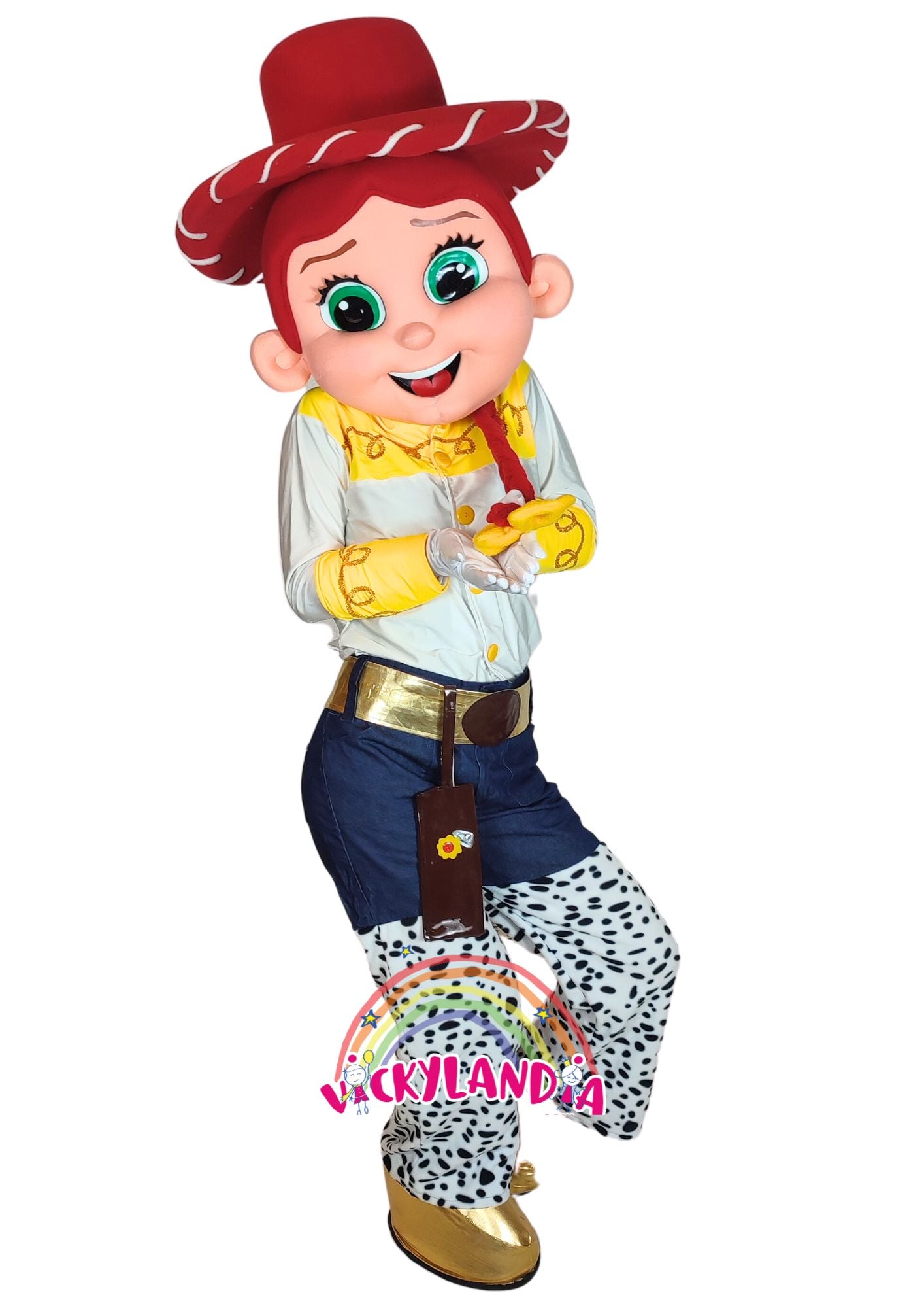 Descubre la magia de nuestro muñeco publicitario de Chica Vaquera en Vickylandia. Son disfraces cabezones perfectos para fiestas infantiles, shows, cumpleaños, estrategias publicitarias, espectáculos, cabalgatas y cualquier tipo de evento.