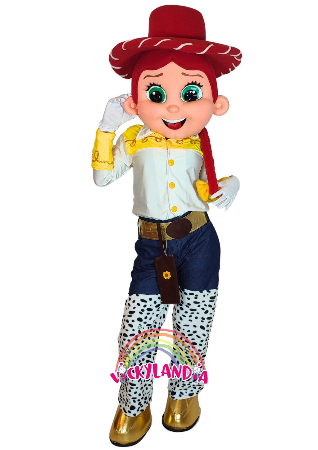 Descubre la magia de nuestro muñeco publicitario de Chica Vaquera en Vickylandia. Son disfraces cabezones perfectos para fiestas infantiles, shows, cumpleaños, estrategias publicitarias, espectáculos, cabalgatas y cualquier tipo de evento.