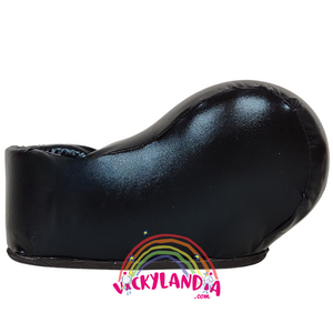 Zapatos negros grandes acolchados del famoso ratón, forrados con Lycra metalizada y suela antideslizante, ideales para disfraces de personajes icónicos y animaciones