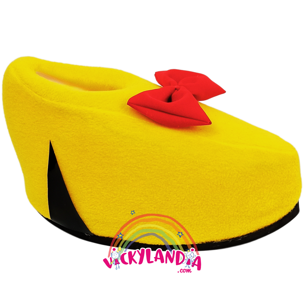 Zapatos amarillos con lazo rojo de la ratoncita presumida, hechos de goma espuma y forrados, con suela antideslizante. Perfectos para disfraces y cosplay