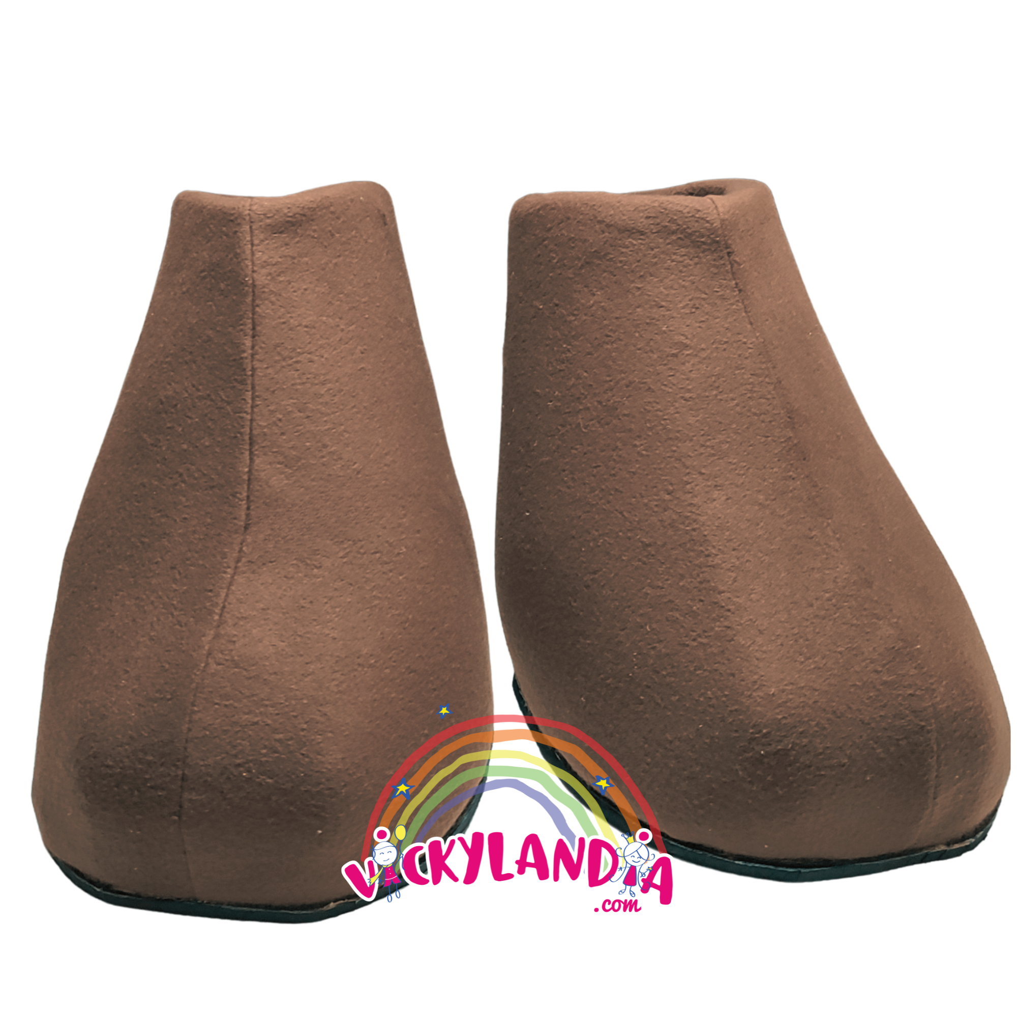 Botines marrón acolchados con diseño neutro, perfectos para personajes cabezones y disfraces publicitarios