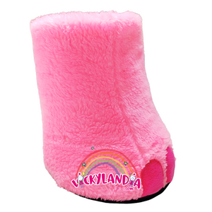 Zapatos acolchados tipo patas rosas con peluche y uñas, ideales para disfraces cabezones de animal animado