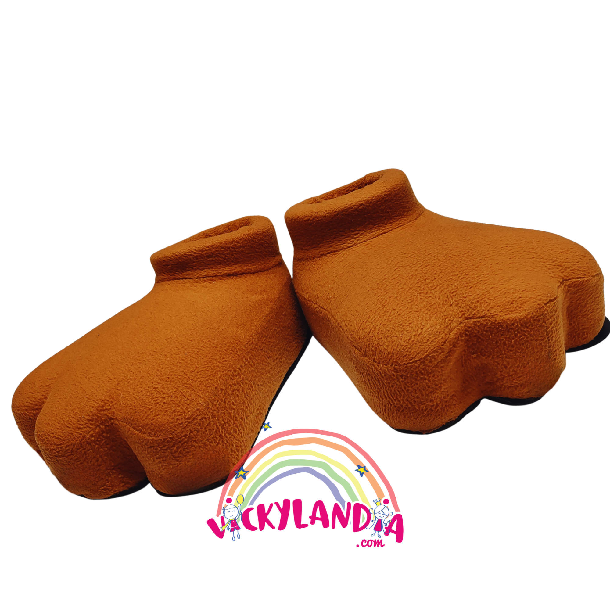Zapatos acolchados marrón chocolate, ideales para disfraces de personajes cabezones tipo cachorro animado